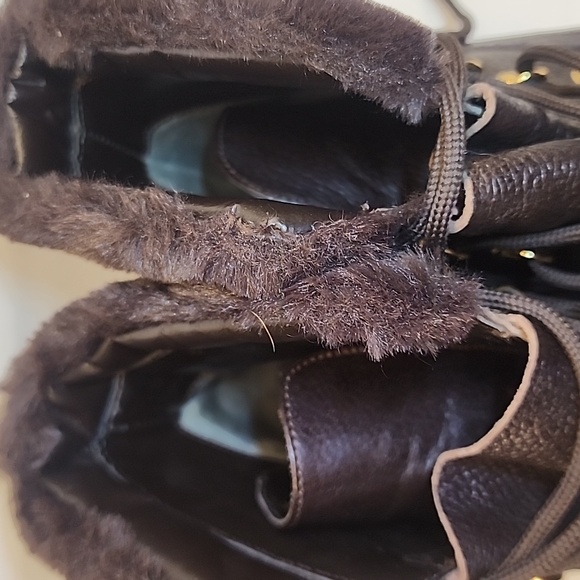 Valentina Leather Winter Boots Faux Fur Lined Lug Sole - Picture 6 of 11